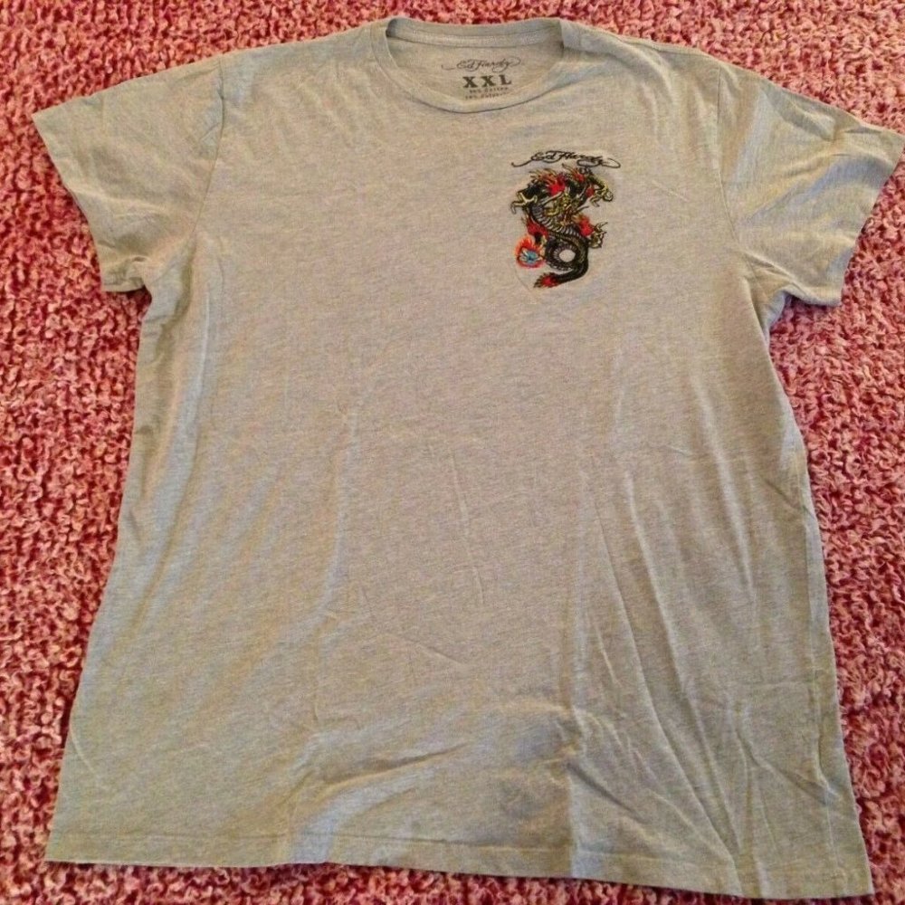 Vintage Pre-Owned Ed Hardy Embroidered T-Shirt Size XXL